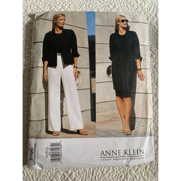 Vogue Anne Klein Misses Jacket Skirt Pants Sewing Pattern 2390 Sz 18 - 22 Uncut - Picture 7 of 9